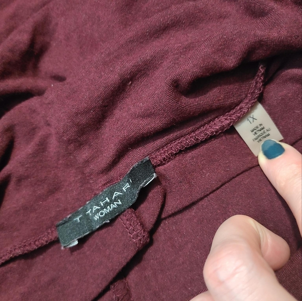 TAHARI WOMAN Burgundy turtleneck tunic 1x - Picture 3 of 9